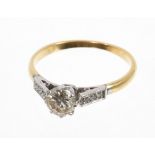 Diamond single stone ring, the old brilliant cut diamond estimated to weigh approximately 0.