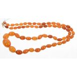Old amber necklace with a string of graduated butterscotch amber beads measuring 19mm - 6mm,