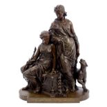 Good and substantial late 19th / early 20th century French bronze figural group depicting two