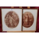 Two 19th century Bartolozzi engravings after Kauffman and Cipriani - Classical figures,
