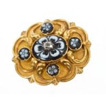 Early Victorian mourning brooch set with an old cut diamond to the centre,