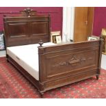 Late 19th / early 20th century French mahogany double bed,