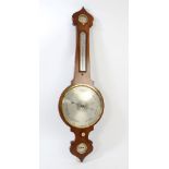 19th century banjo barometer with silvered dial and scales, signed - Harrison, London,