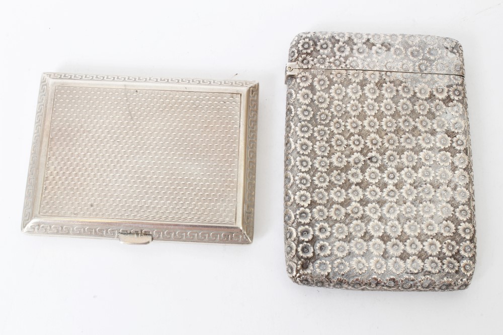 Unusual Victorian silver card case of rectangular form,