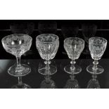 Late 19th century cut glass part table service with engraved grapevine and slice cut decoration (44