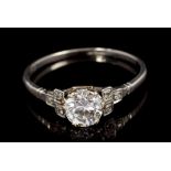 Art Deco diamond single stone ring with an old cut diamond estimated to weigh approximately 0.