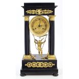 Good quality early 19th century French portico clock with gilt circular dial,