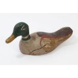 Antique painted wooden decoy duck,