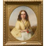 James Irvine (1833 - 1899), oil on canvas - portrait of Elizabeth Allen, in gilt frame,