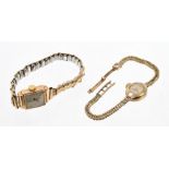 1950s ladies' Otis 18ct gold cased wristwatch on plated expandable bracelet and a 1960s ladies'