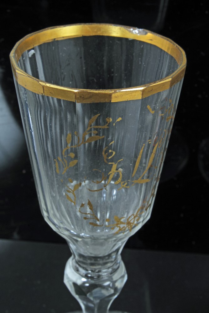 18th century wine glass with Jacobite-style engraved butterflies and floral decoration, - Image 2 of 8