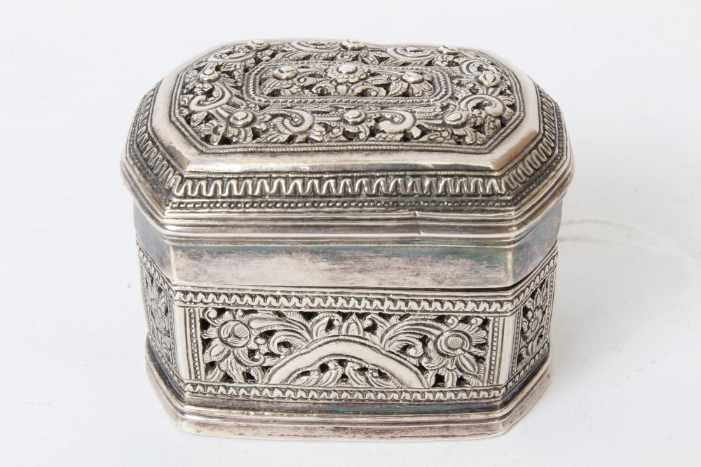 Eastern white metal box of octagonal form,