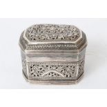 Eastern white metal box of octagonal form,