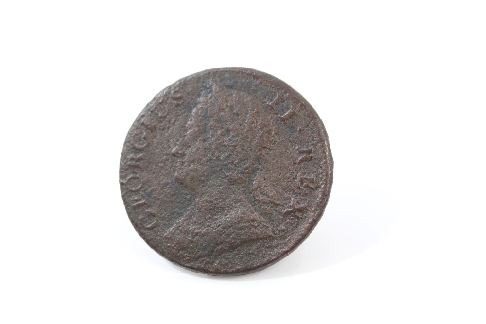 G.B. date error copper Halfpenny - George II dated 3745 (N.B. should be 1745). - Image 2 of 3