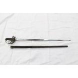 George V Rifle Brigade Officers' sword with Gothic hilt and crowned bugle badge,