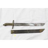 Mid-19th century European military sidearm with brass hilt,