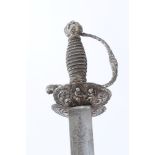 Very fine mid-18th century French silver hilted small sword with finely chiseled and cast romantic