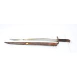 Victorian 1858 pattern Enfield bayonet with steel 'yataghan' blade - retaining much original polish,