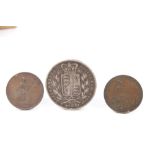 G.B. mixed coinage - to include silver Victoria Y.H. Crown 1845.