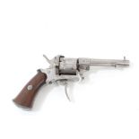 Late 19th century Belgian pin-fire revolver with five-shot cylinder,