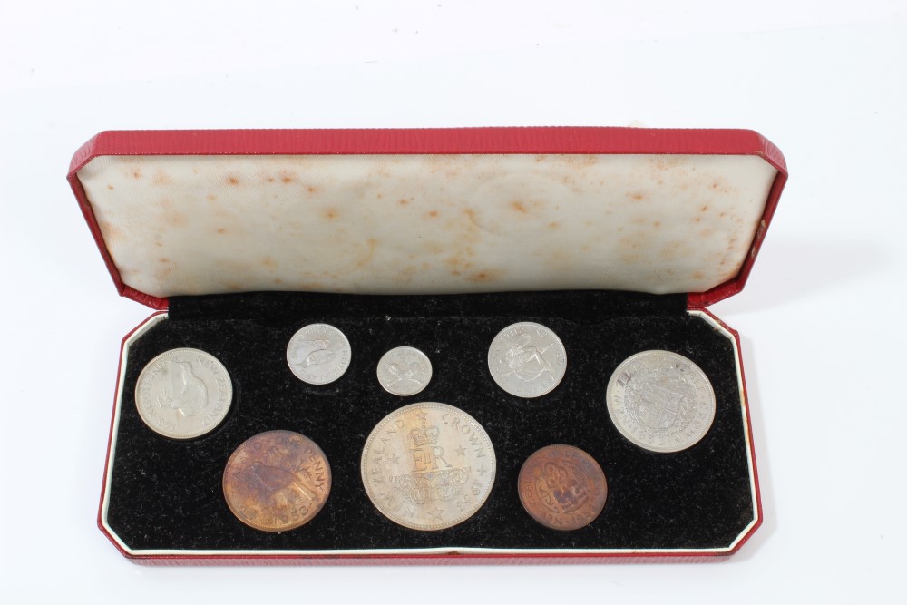 New Zealand - Elizabeth II Coronation Eight Coin Proof Set 1953, housed in case of issue (N.B.