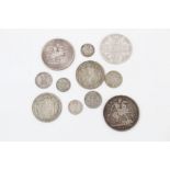 G.B. mixed silver coinage - to include Victoria J.H. Crown - 1889. VG, Double Florin - 1889.