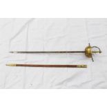 Contemporary Spanish rapier with gilt brass and enamelled bowl guard,