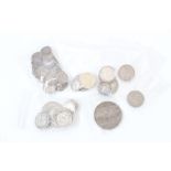 G.B. pre-1920 silver coins - to include Victoria J.H. Crown - 1890. F and others (N.B.