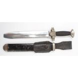 Nazi Red Cross 1938 pattern Subordinate's dagger with nickel hilt with plastic grips and sawback