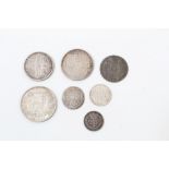 G.B. mixed silver coinage - to include George I Sixpence - 1723SSC. F, George III Shilling - 1787.