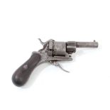 Late 19th century Belgian pin-fire revolver with five-shot cylinder,