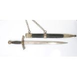 1930s Nazi Luftwaffe 1934 pattern officers' dress dagger with nickel plated pommel and crossguard,