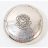 Boer War Interest: Edwardian silver tobacco box of circular form,