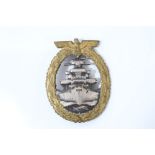 Nazi High Seas Fleet War badge with broad pin fitting and raised lettering to reverse - FEC.