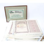 World - early 20th century share certificates - mostly complete with dividend coupons,