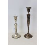 Single tall filled sterling silver candlestick,