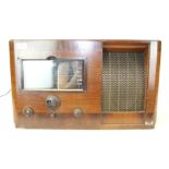 Vintage His Master's Voice radio in walnut case, model no.