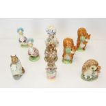 Nine Beswick Beatrix Potter figures - Jemima Puddle-Duck (x 2), Squirrel Nutkin (x 2), Old Mr Brown,