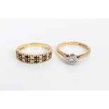 Gold (18ct) diamond single stone ring in platinum illusion setting, ring size O,