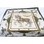 Authentic Hermes silk scarf - 'Harnais Francais' Equestrian 1956, Hugo Gryakar, green,