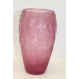 1930s French Art Deco pink studio glass vase by Degué, with etched mark to base - Made in France,