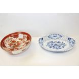 Late 19th century Meissen blue and white pattern dessert dish,