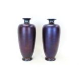 Pair of Loetz-style purple iridescent glass vases,