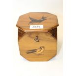 Late 19th century Sorrento ware tea caddy with inlaid bird decoration and rosewood tea caddy (2)