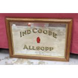 Ind Coope & Allsop Pub advertising mirror in a wooden cushion frame,