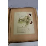 Three Victorian scrapbooks containing Ernest Nister calendar pages dolls,