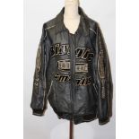 Gentlemen's vintage heavy black leather jacket by Biggie Small, American Rapper,