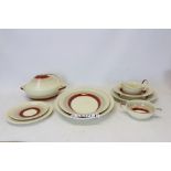 Susie Cooper dinner service with brown and beige banded decoration (36 pieces)