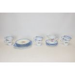 Shelley tea set with blue banding and floral decoration (20 pieces)