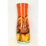 Large Poole Delphis vase with abstract decoration on orange ground,